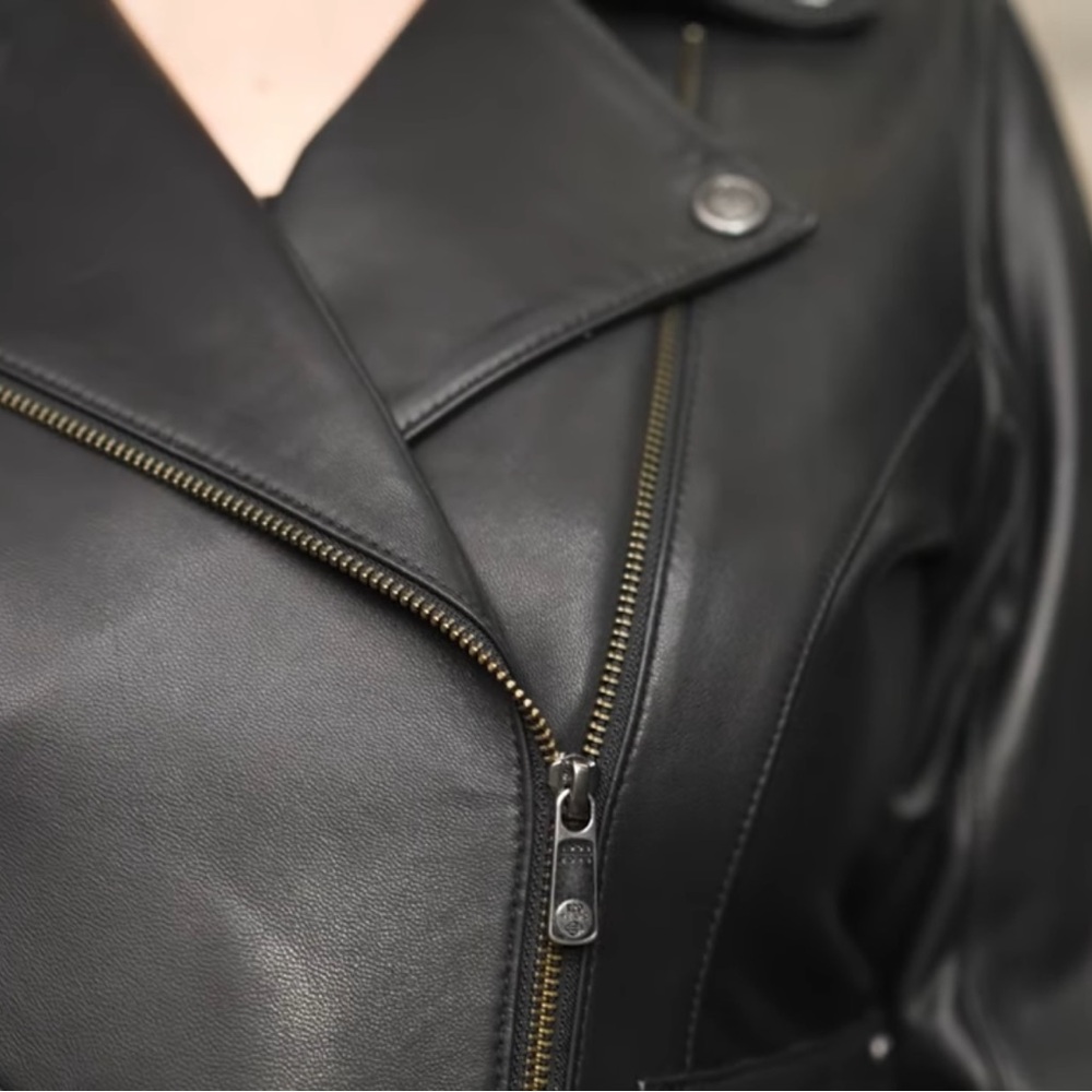 Harley Davidson Women's 120th Anniversary D-Pocket Biker Leather Jacket - Black - Picture 5 of 16